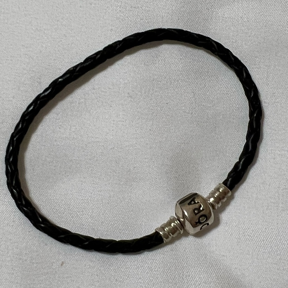 Pandora Black Braided leather bracelet 7.25” Diameter